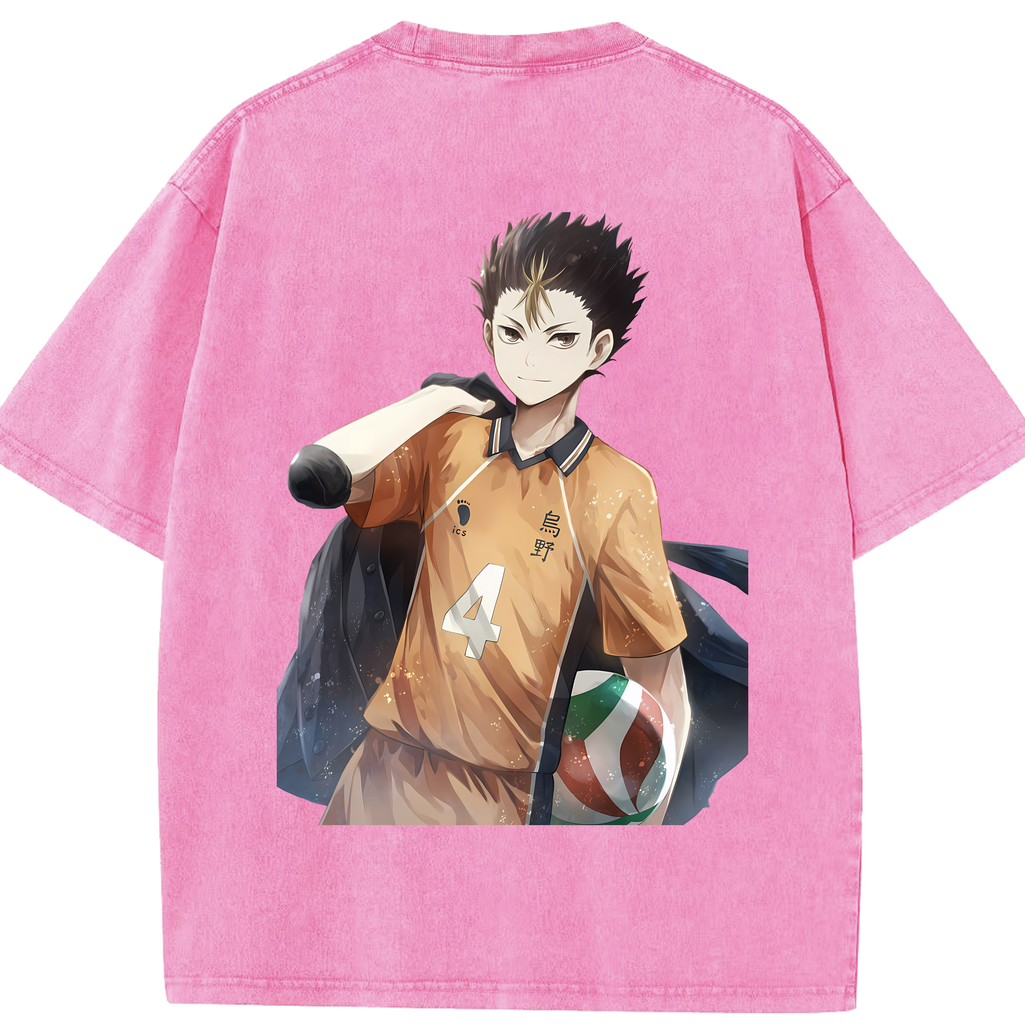 （画像用） ハイキュー!! Haikyu!! 綿100% ヴィンテージ風 半袖Tシャツ（背面プリント）